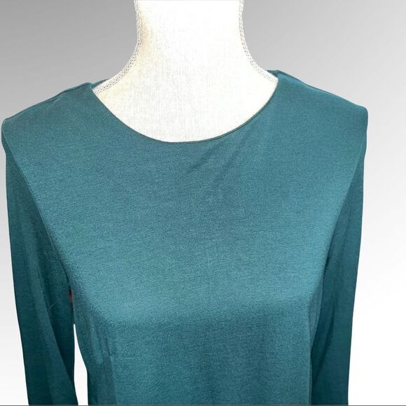 Loft Green Long Bell Sleeve Jersey Shift Dress Size 8, new With Tags - Picture 3 of 9
